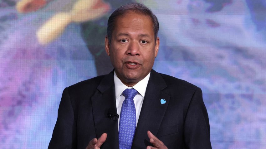 Barclays CEO C. S. Venkatakrishnan speak during the Barclays Sustainable Finance conference in New York City, U.S., March 19, 2024. 