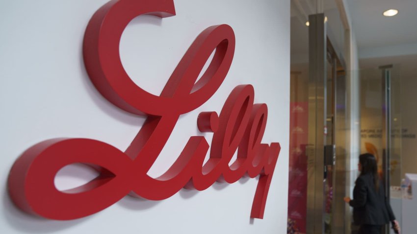 The Eli Lilly & Co. logo at the company’s Digital Health Innovation Hub facility in Singapore, on Thursday, Nov. 14, 2024.