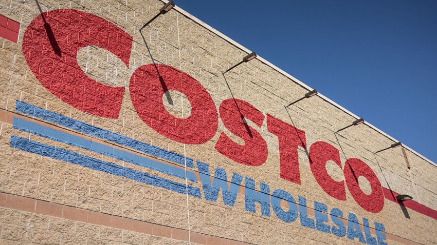 The sign on the side of a Costco is seen in Hawthorne, California, on April 4, 2025.