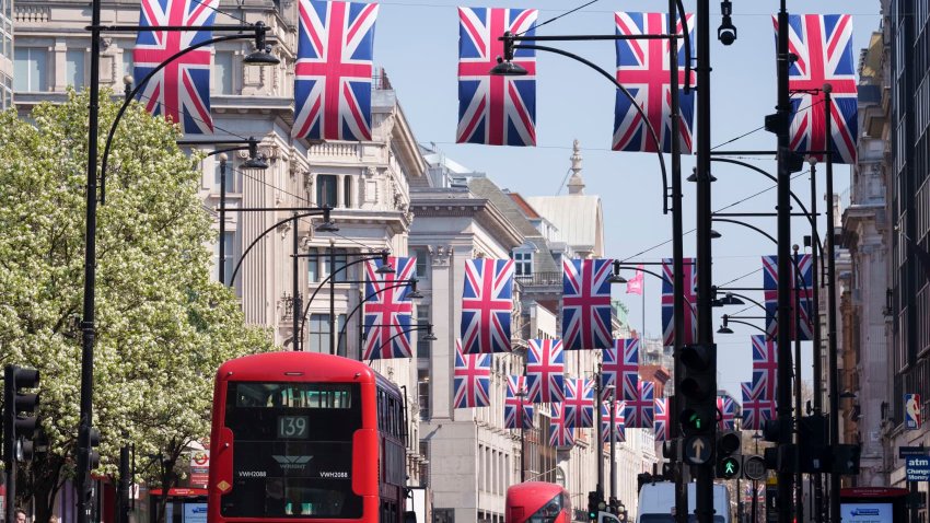 The morning after US President Trump’s announcement of European and worldwide trade tariffs, which included a 10% levy for imported goods from the UK, shoppers spend on Oxford Street beneath union jack flags in London’s West End, on 3rd April 2025, in London, England.