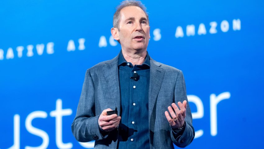 Amazon CEO Andy Jassy speaks during a keynote address at AWS re:Invent 2024, a conference hosted by Amazon Web Services, at The Venetian Las Vegas on December 3, 2024 in Las Vegas, Nevada.