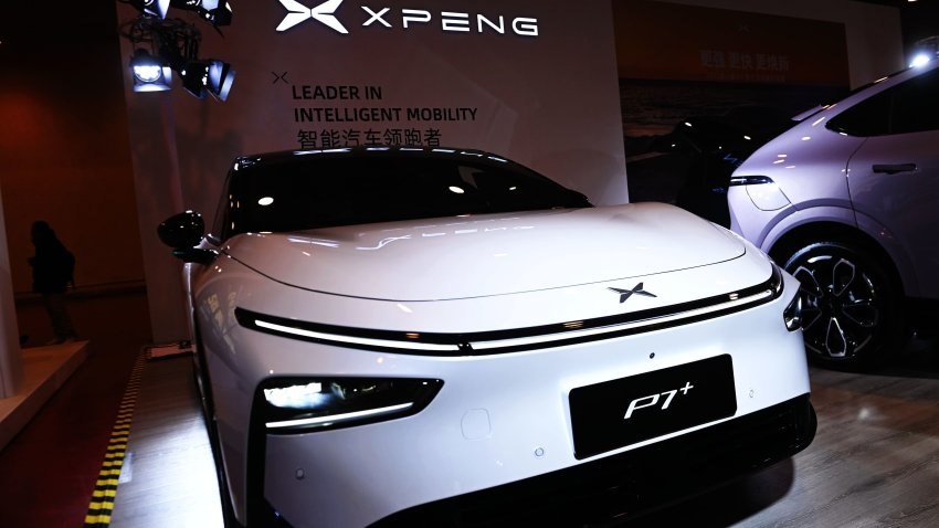 An Xpeng booth at the 2025 Spring International Auto Show in Qingdao, Shandong province, China, on March 7, 2025.
