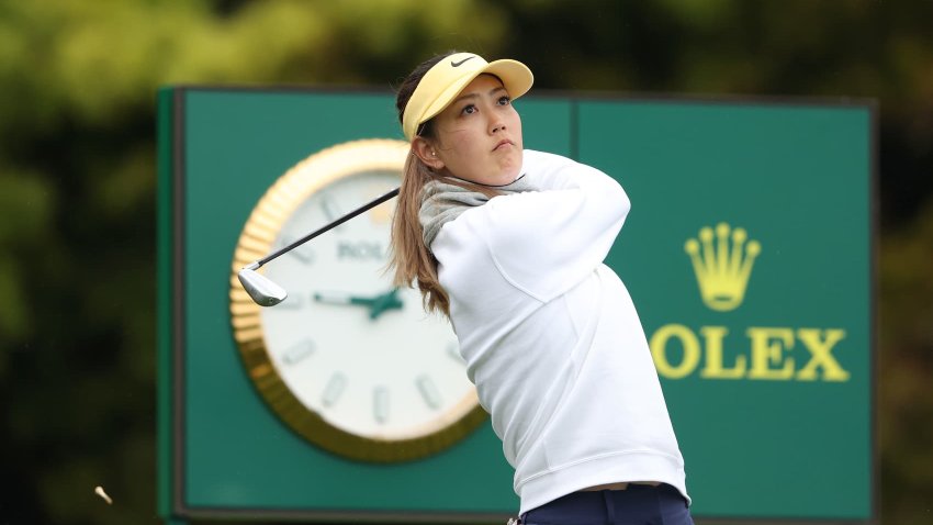 Michelle Wie West of the United States plays her shot from the 12th tee during the first round of the 78th U.S. Women’s Open at Pebble Beach Golf Links on July 06, 2023 in Pebble Beach, California.