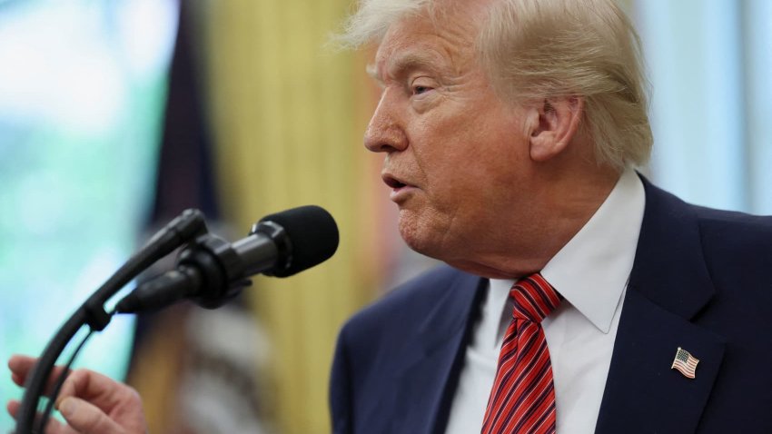 U.S. President Donald Trump takes questions from the media  at the White House in Washington, D.C., U.S., May 7, 2025.