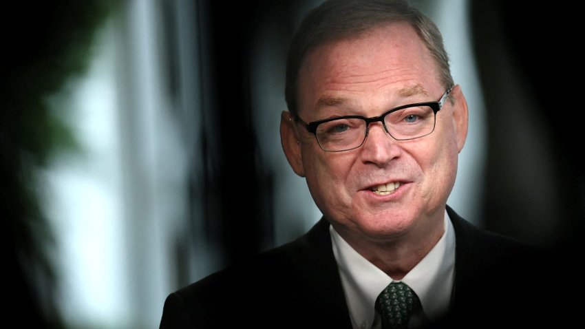 White House economic adviser Kevin Hassett gives a TV interview outside of the White House in Washington, U.S., May 9, 2025.
