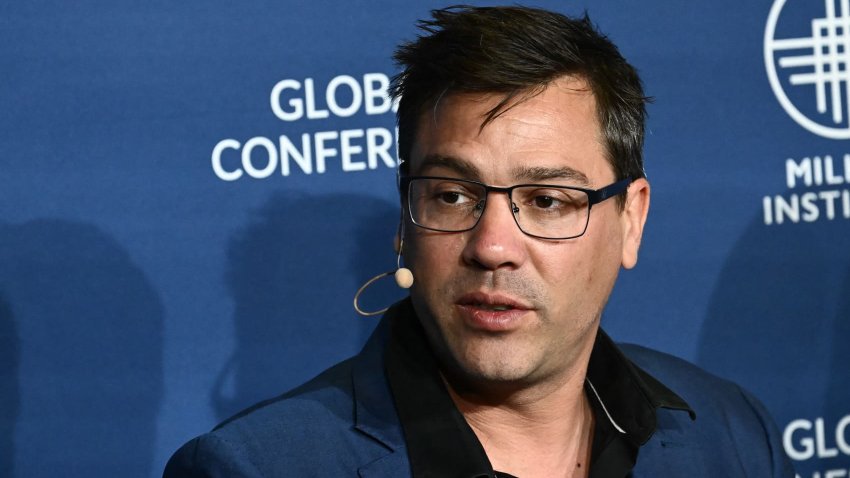 Yoni Assia, Co-Founder and CEO of eToro, speaks during the Milken Institute Global Conference in Beverly Hills, California, on May 2, 2023.