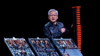 Jensen Huang, co-founder and chief executive officer of Nvidia Corp., speaks during the Computex conference in Taipei, Taiwan, on Monday, May 19, 2025.