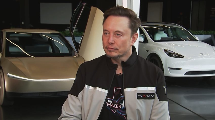 Elon Musk interviews on CNBC from the Tesla Headquarters in Texas.