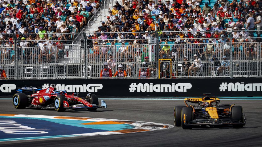 Lando Norris leads the Miami GP