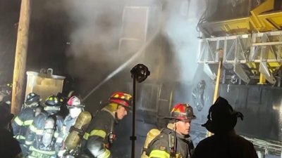 LIRR work train catches fire near homes in Nassau County