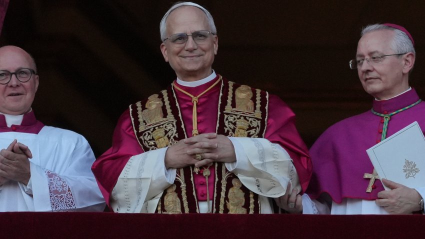 Pope Leo XIV appears at the balcony