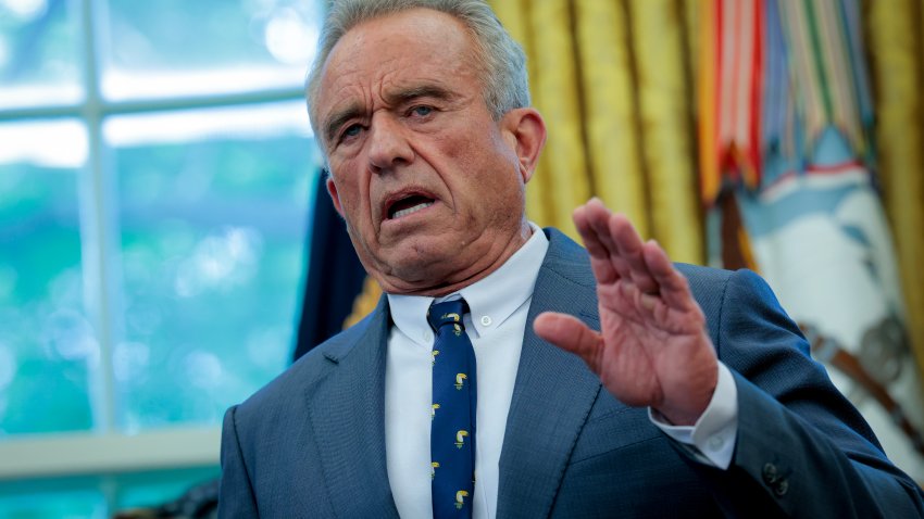 U.S. Health and Human Services Secretary Robert F. Kennedy Jr. speaks while joining U.S. President Donald Trump in the Oval Office at the White House on May 05, 2025 in Washington, DC. Trump signed new proclamations and executive orders, including one that ends federal funding for so-called “gain-of-function” studies, which explores the use of microorganisms to alter biological functions in the aid of gene products. (Photo by Anna Moneymaker/Getty Images)