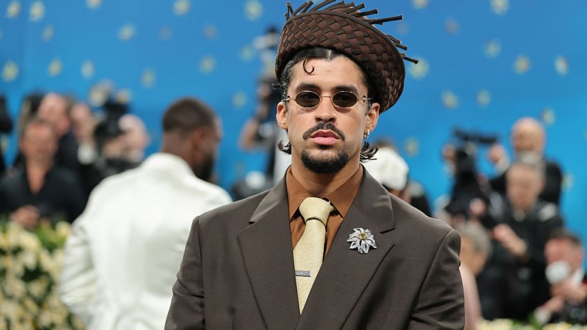 NEW YORK, NEW YORK – MAY 05: Bad Bunny attends the 2025 Met Gala Celebrating “Superfine: Tailoring Black Style” at Metropolitan Museum of Art on May 05, 2025 in New York City.  (Photo by Dia Dipasupil/Getty Images)