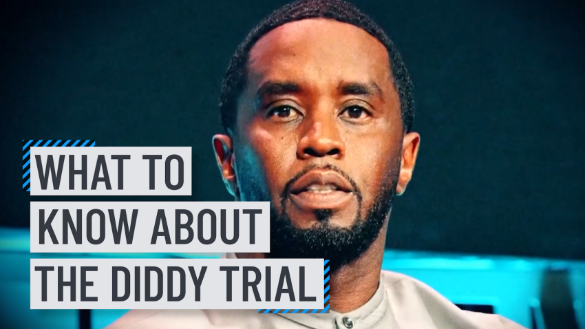 Photo of Sean Combs with text reading "What to know about the Diddy trial"