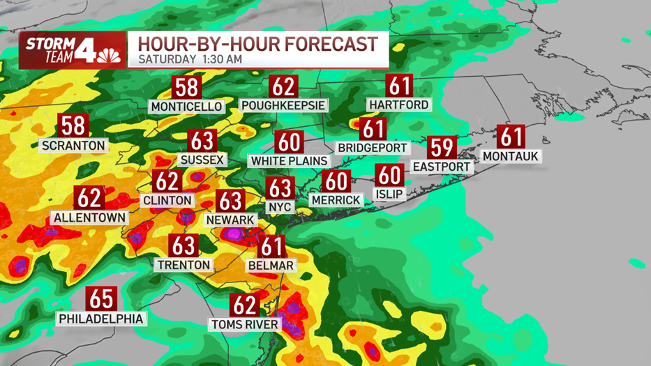 Projected rainfall totals for the tri-state area.