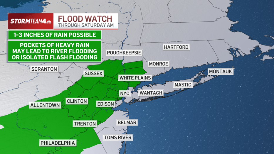 Flood watch area map ⁣for ‍northern ⁣and central New ‌Jersey and the lower Hudson Valley.
