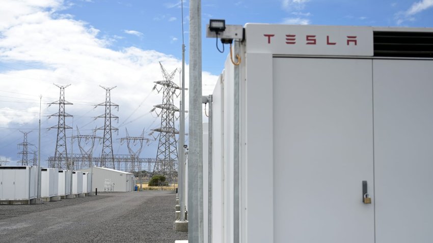 Tesla Inc. Megapack batteries at the Victorian Big Battery site operated by Neoen SA in Moorabool, Victoria, Australia, on Friday, Feb. 3, 2023. Elon Musk helped accelerate a transformation of Australias electricity grid to replace fossil fuels with clean power  now it’s a testing ground for global climate action. Photographer: Carla Gottgens/Bloomberg via Getty Images