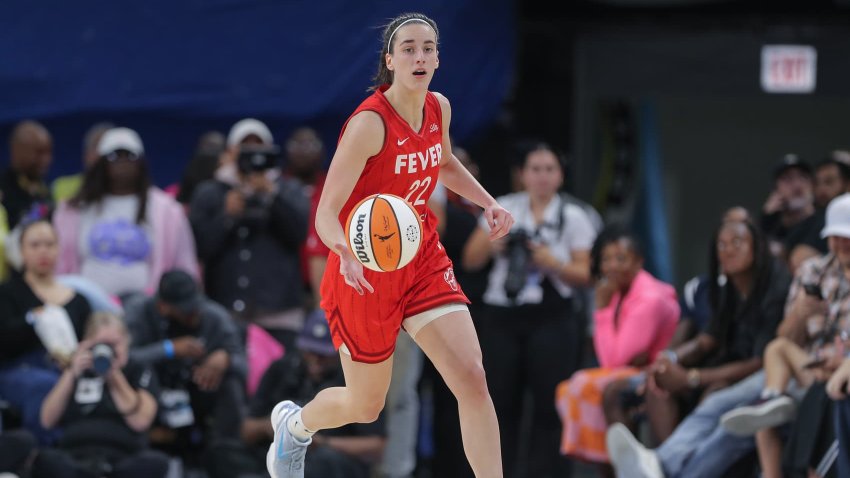 Caitlin Clark #22 of the Indiana Fever brings the ball up court during the first half of a WNBA game against the Chicago Sky on August 30, 2024 at Wintrust Arena in Chicago, Illinois. 