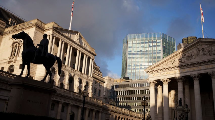 Exterior of the Bank of England in the capital’s financial district, on Feb. 6. 2025 in London, England.