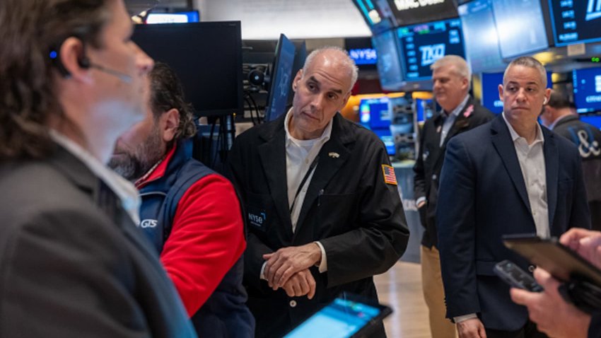 Traders work on the floor of the New York Stock Exchange (NYSE) in New York City. 