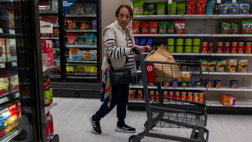 People shop at a store in Manhattan on April 30, 2025 in New York City.