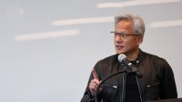 Nvidia CEO Jensen Huang speaks as he visits Lawrence Berkeley National Lab to announce a U.S. supercomputer to be powered by Nvidia’s forthcoming Vera Rubin chips, in Berkeley, California, U.S., May 29, 2025.