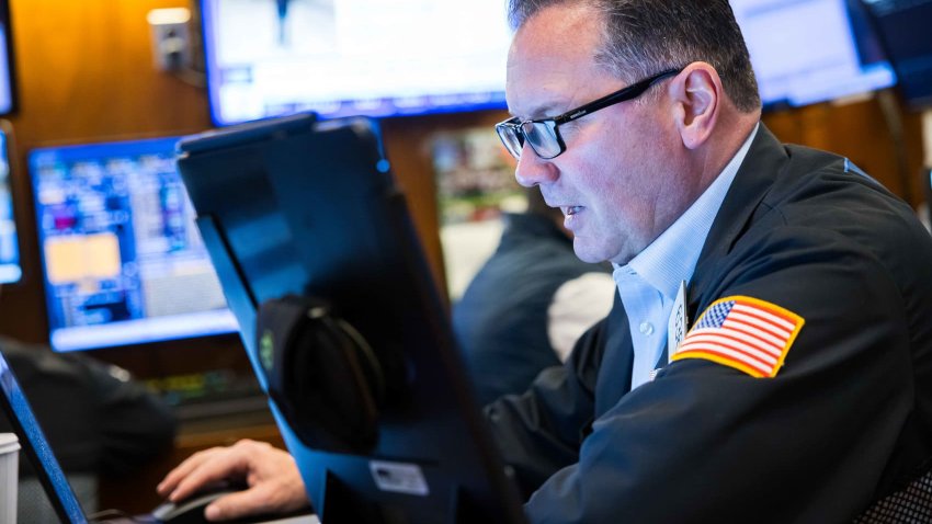 Traders work on the floor of the New York Stock Exchange on June 2, 2025.