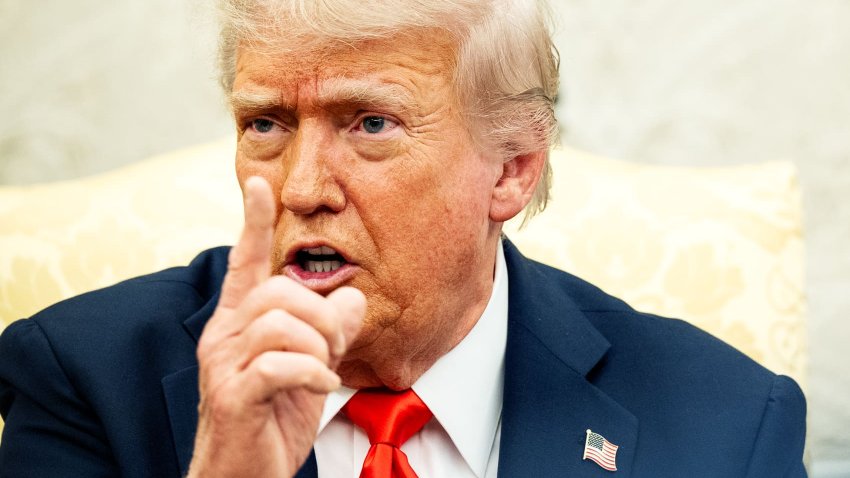 US President Donald Trump during a meeting with Chancellor of Germany Friedrich Merz in the Oval Office of the White House on Thursday June 5, 2025.