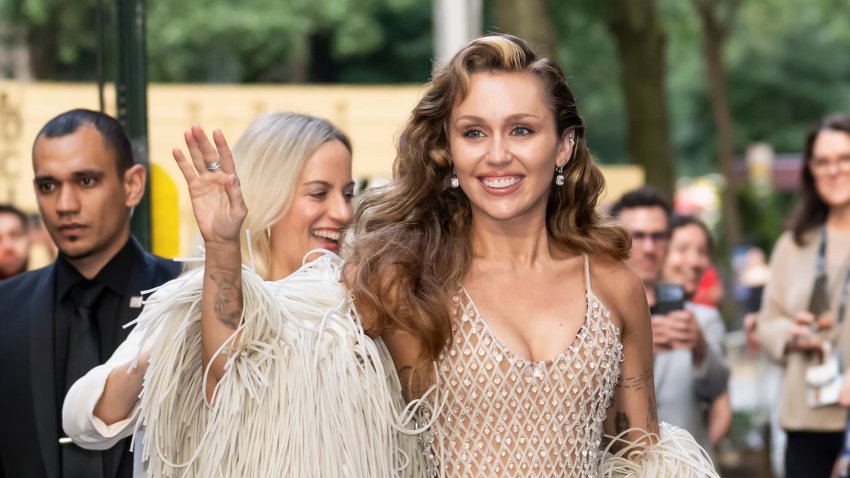 Miley Cyrus is seen arriving to the world premiere of “Something Beautiful with Miley Cyrus” during the 2025 Tribeca Festival at The Beacon Theatre on June 06, 2025 in New York City.