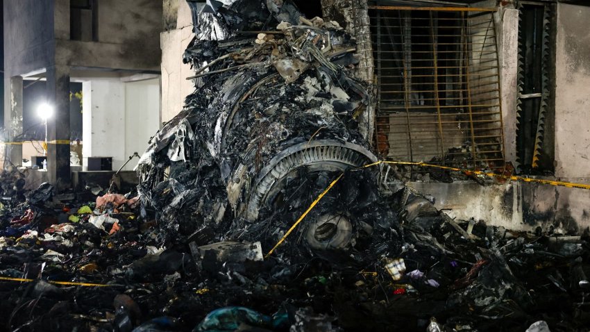 A view shows the wreckage of an Air India aircraft, bound for London’s Gatwick Airport, which crashed during take-off from an airport in Ahmedabad, India June 12, 2025.