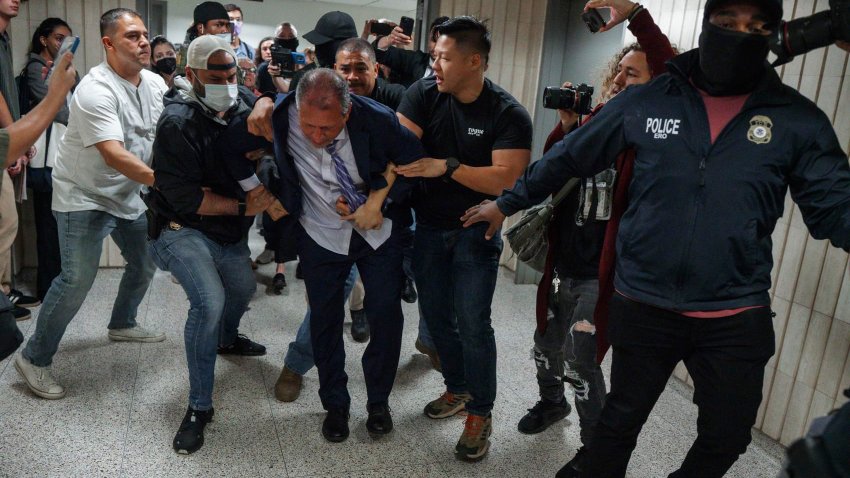 New York City Comptroller Brad Lander is placed under arrest by Immigration and Customs Enforcement (ICE) and FBI agents outside federal immigration court on Tuesday, June 17, 2025, in New York.