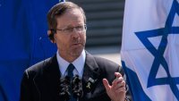BERLIN, GERMANY – MAY 12: Israeli President Isaac Herzog speaks during a press conference with German President Frank-Walter Steinmeier (not pictured) at Schloss Bellevue presidential palace on May 12, 2025 in Berlin, Germany.