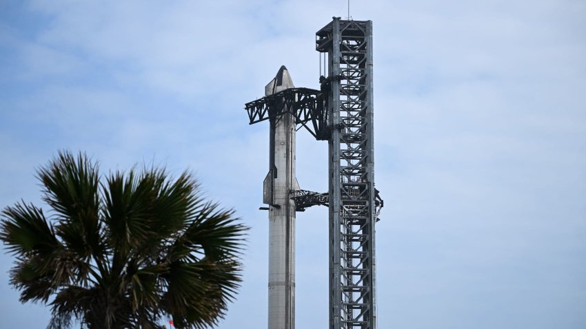 A SpaceX Starship is seen in Boca Chica, Texas in 2023.