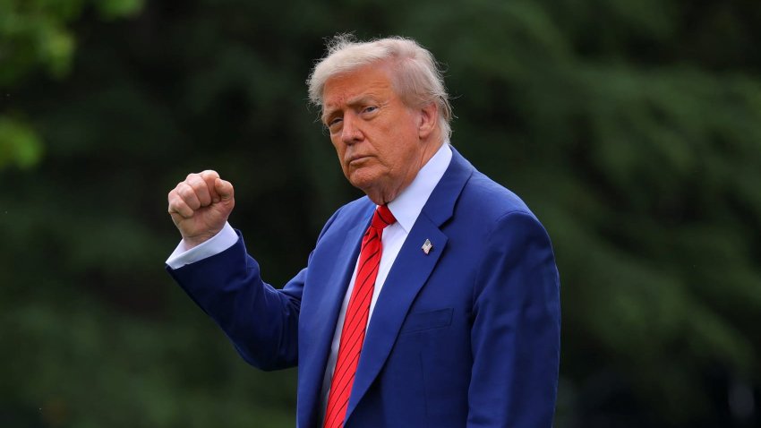 U.S. President Donald Trump walks to board Marine One to depart from the White House en route to New Jersey, in Washington, D.C., U.S., June 20, 2025.