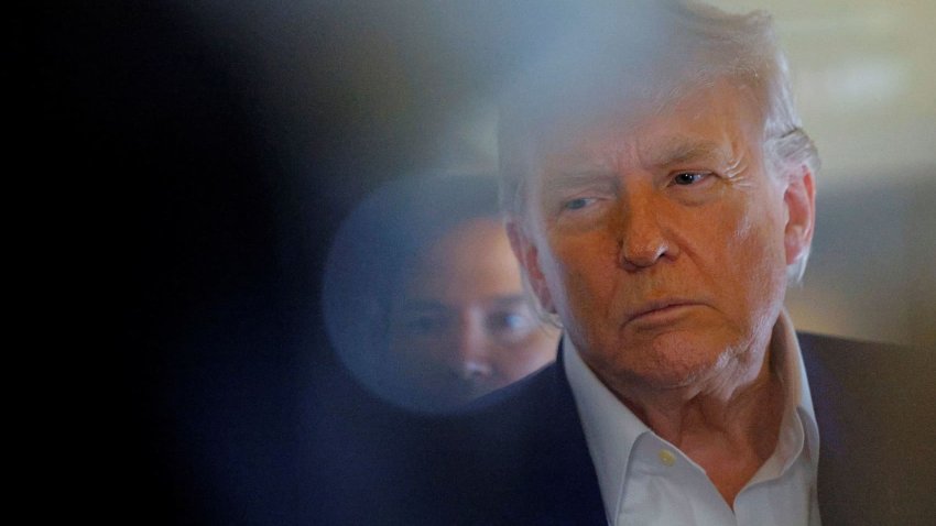 U.S. President Donald Trump speaks to reporters onboard Air Force One en route to the NATO summit in The Hague, Netherlands, June 24, 2025.
