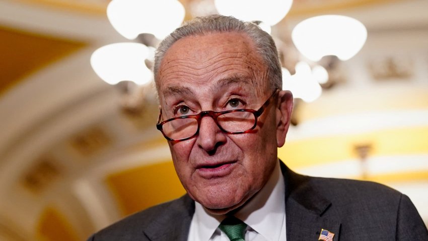 U.S. Senate Minority Leader Chuck Schumer (D-NY) speaks at a press conference following the U.S. Senate Democrats’ weekly policy luncheon on Capitol Hill in Washington, D.C., U.S., June 10, 2025.