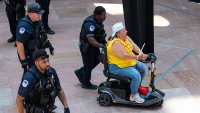 U.S. Capitol Police arrest protesting members of American Disabled for Attendant Programs Today (ADAPT) in the atrium of the Hart Senate Office Building on Tuesday, June 24, 2025. The protesters chanted “no cuts to medicaid” while being arrested.