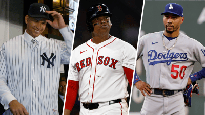 Split image of Alex Rodriguez, Rafael Devers and Mookie Betts