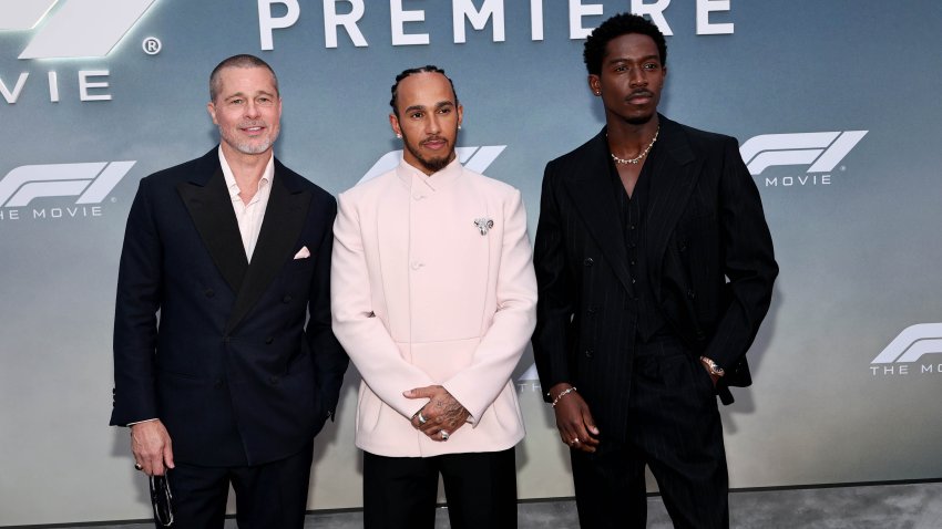 Brad Pitt, Lewis Hamilton and Damson Idris