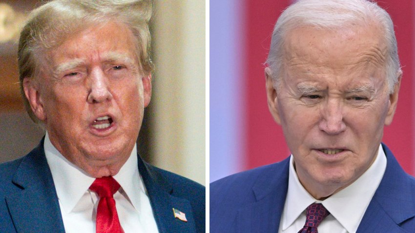 This combination of photos shows former President Donald Trump, left, and President Joe Biden.