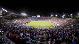 FILE - Fans fill the Rose Bowl as Chelsea plays Liverpool FC in an International Champions Cup soccer match , July 27, 2016, in Pasadena, Calif. (Carlos Delgado/AP Images for International Champions Cup, via AP, File)