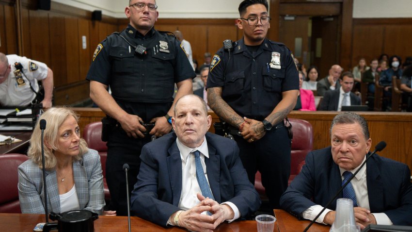Harvey Weinstein at court with his defense team.