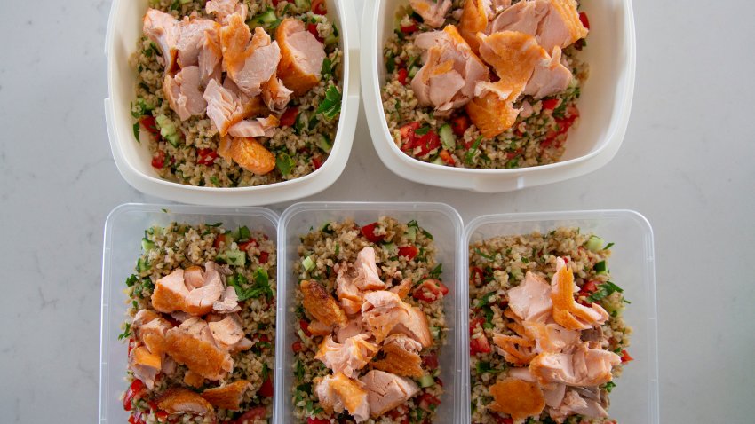 Salmon and tabbouleh salad.