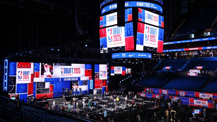 The 2025 NBA Draft setup inside Barclays Center