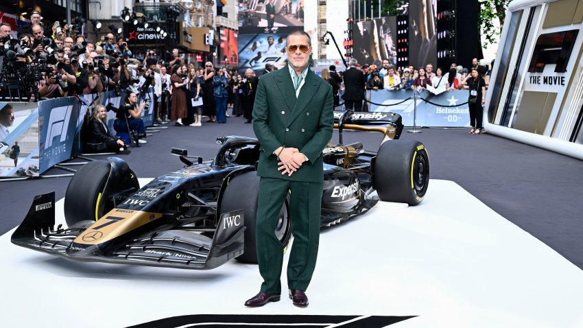 Brad Pitt attends the “F1: The Movie” European Premiere at Cineworld Leicester Square on June 23, 2025 in London, England.