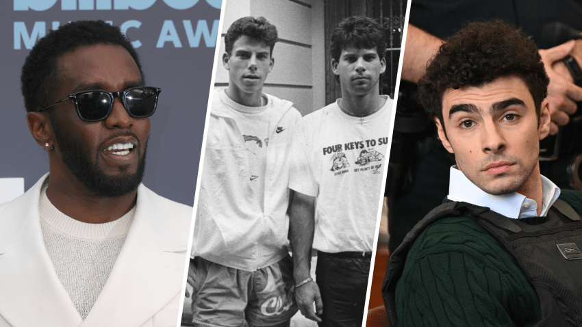 (Left to right) Sean “Diddy” Combs, Lyle and Erik Menendez, and Luigi Mangione.