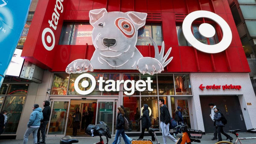 People walk by a Target store in midtown Manhattan in New York City, March 21, 2025.