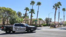 LAS VEGAS, NEVADA - JULY 29: A Las Vegas Metropolitan Police Department vehicle pulls into the La Jolla Classics neighborhood of the Desert Shores community on July 29, 2025 in Las Vegas, Nevada. Public records show a house inside the community as belonging to Shane Tamura, who police said is responsible for fatally shooting four people in a New York City office building on July 28. (Photo by Ethan Miller/Getty Images)