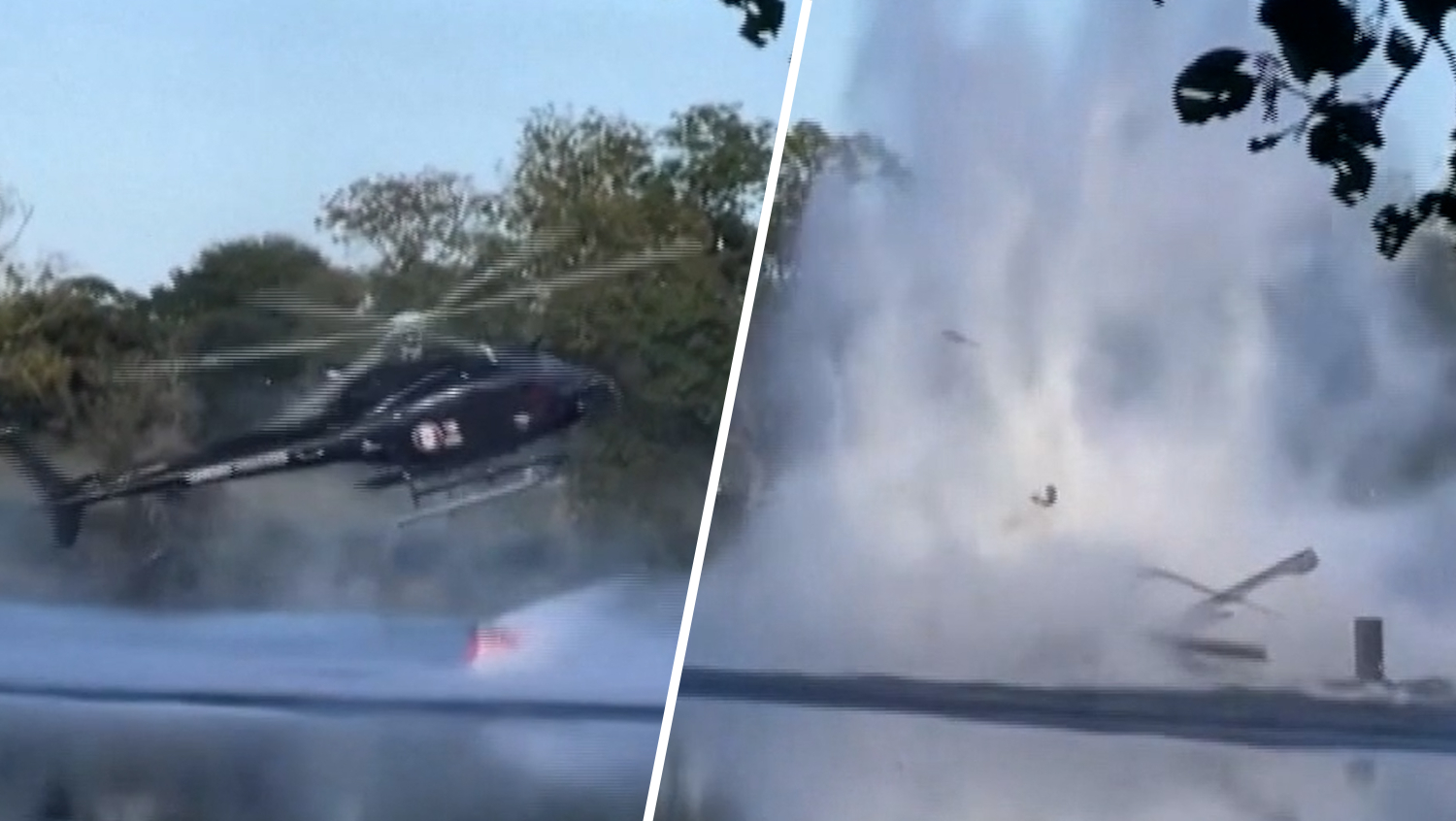 WATCH: Helicopter crashes into pond while collecting water to fight France wildfires