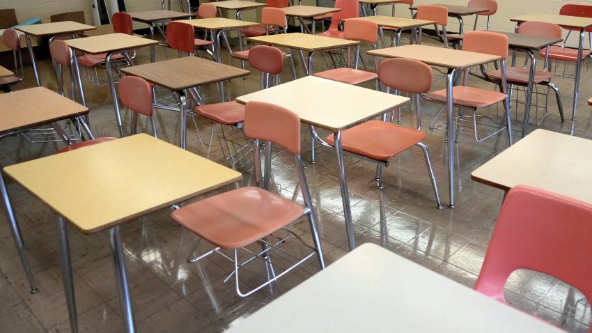 An empty classroom.
